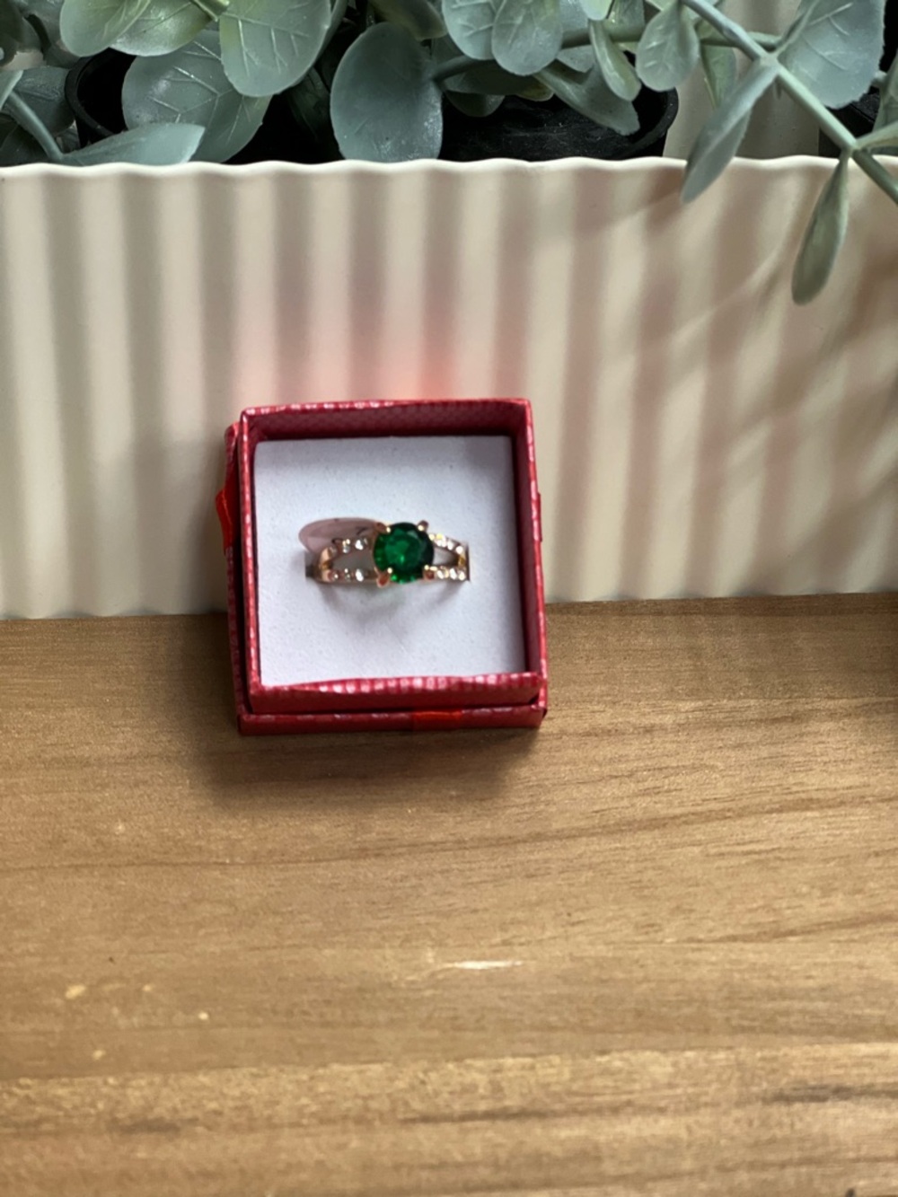 Emerald Green Solitaire CZ Ring